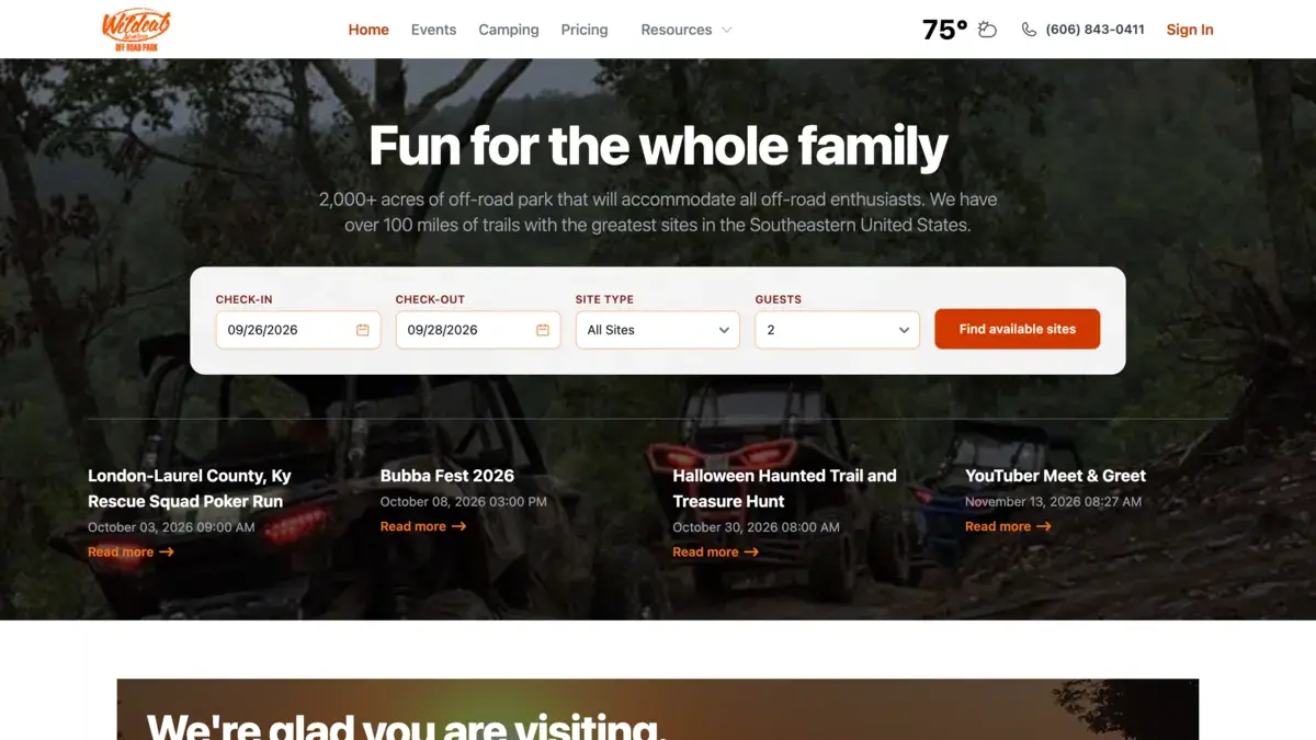 Wildcat Off Road Park: A Custom Booking-and-Payments Platform for a Multi-Accommodation Off-Road Park